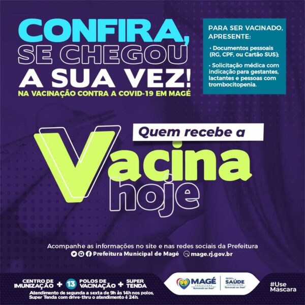 vacina hoje Prefeitura Municipal de Magé