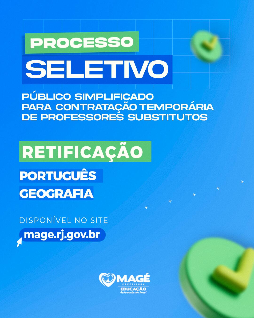 Processo Seletivo da Educação 2026: Retificação - Português e Geografia