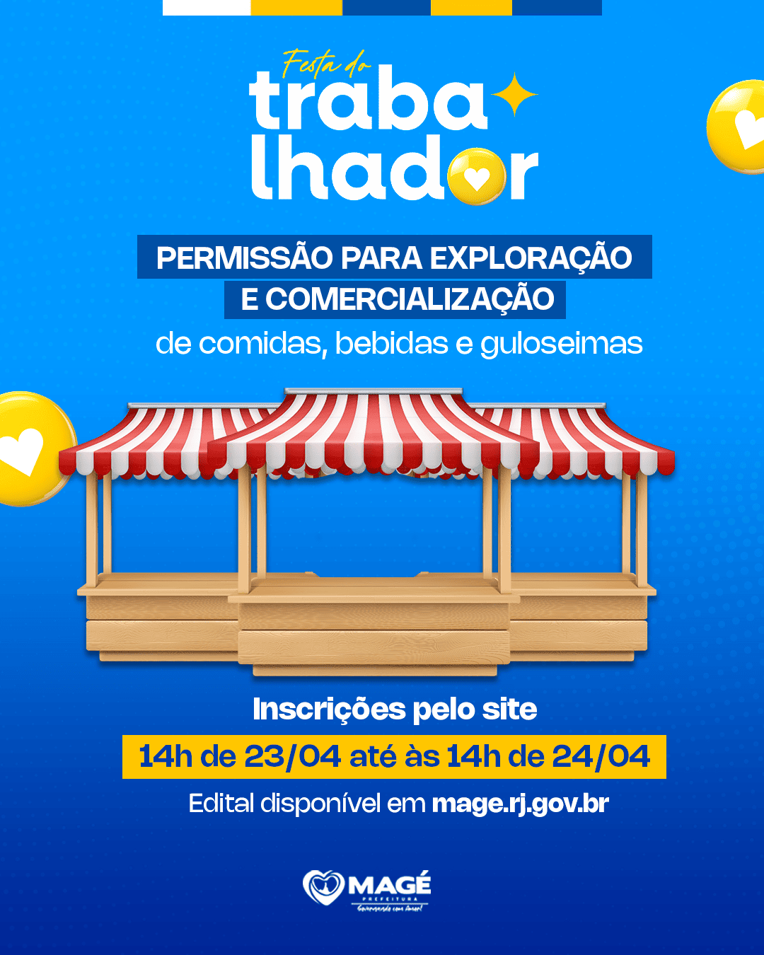 FESTA DO TRABALHADOR 2026: MAGÉ DIVULGA EDITAL PARA COMERCIALIZAÇÃO DE COMIDAS E BEBIDAS