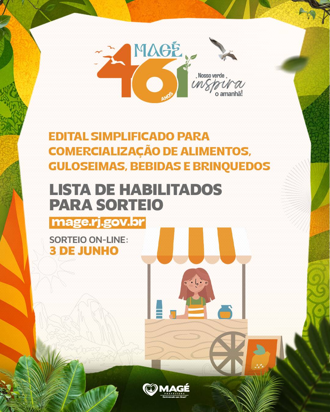 Relação de Habilitados para o sorteio de barracas no aniversário de Magé